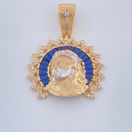 Dije Cristo Rostro 7.5gr / 1 1/4 in / Dos Oros Amarillo Blanco 18K $