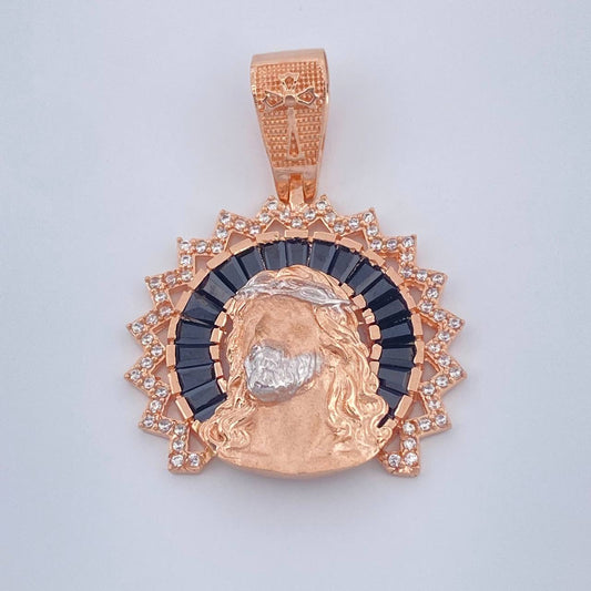 Dije Cristo Rostro 7.35gr / 1 1/2 in / Dos Oros Blanco Rosa 18K $