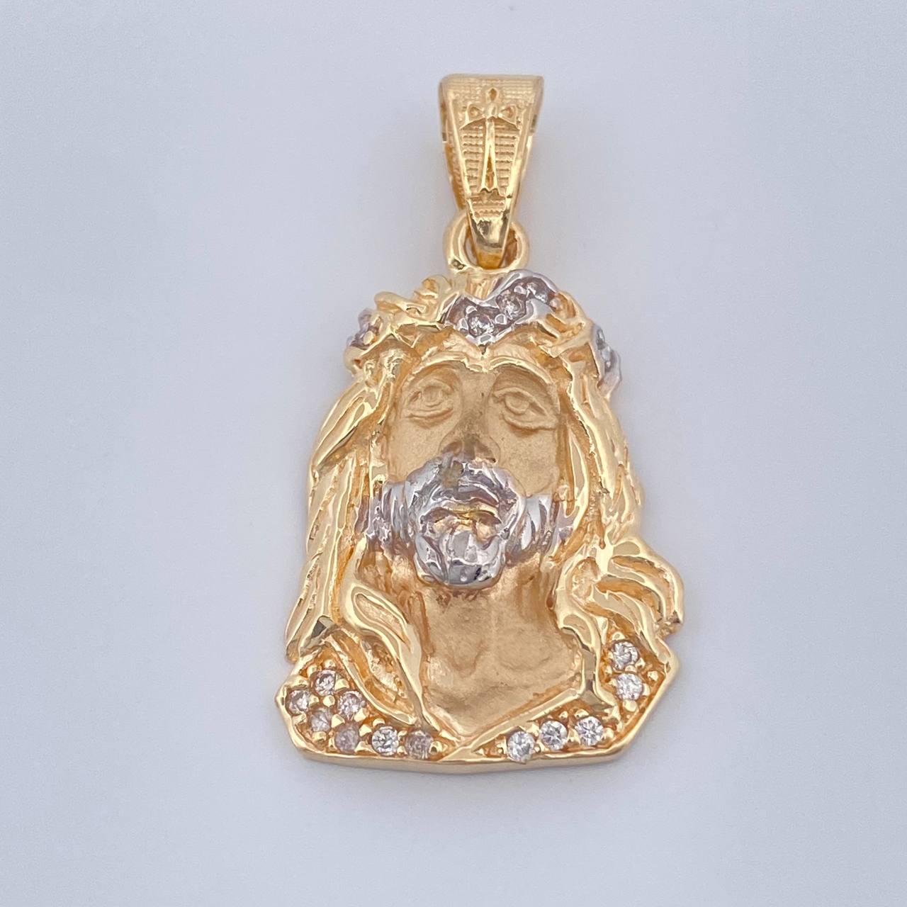 Dije Cristo Rostro 5.45gr / 1 1/4 in / Dos Oros Amarillo Blanco 18K $