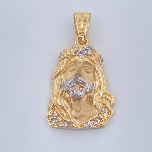 Dije Cristo Rostro 5.45gr / 1 1/4 in / Dos Oros Amarillo Blanco 18K $