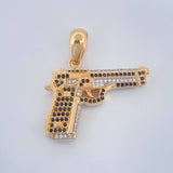 Dije Pistola 11.85gr / 1 in / Dos Oros Amarillo Blanco 18K $