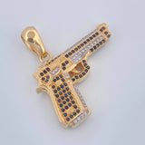 Dije Pistola 11.85gr / 1 in / Dos Oros Amarillo Blanco 18K $