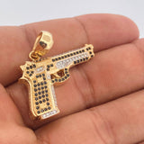 Dije Pistola 11.85gr / 1 in / Dos Oros Amarillo Blanco 18K $