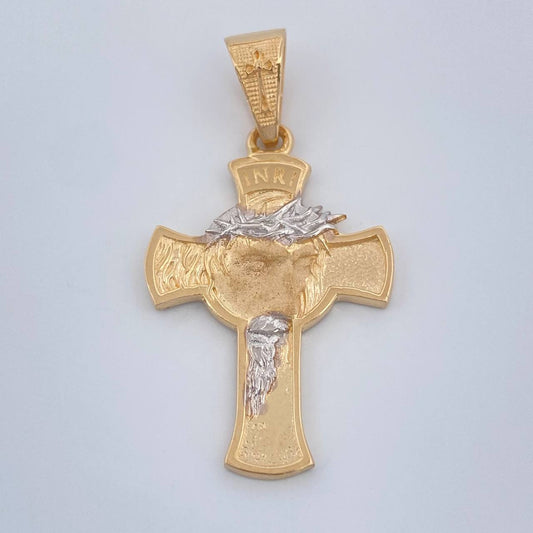 Dije Cruz Rostro Cristo 3.95gr / 1 1/2 in / Dos Oros Amarillo Blanco 18K $