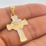 Dije Cruz Rostro Cristo 4.2gr / 1 1/2 in / Dos Oros Amarillo Blanco 18K $