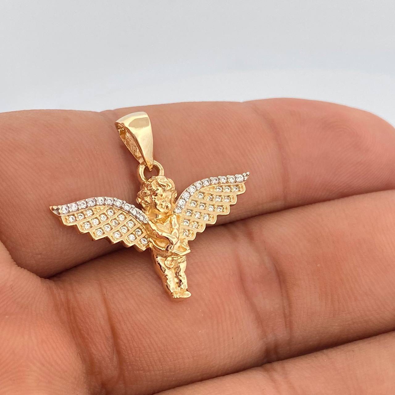 Dije Angel de la Guarda 3.3gr / 1 in / Dos Oros  Amarillo Blanco 18%