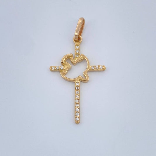Pendant Cross Dove 0.95gr / 1 1/4 in / 18K Yellow Gold &