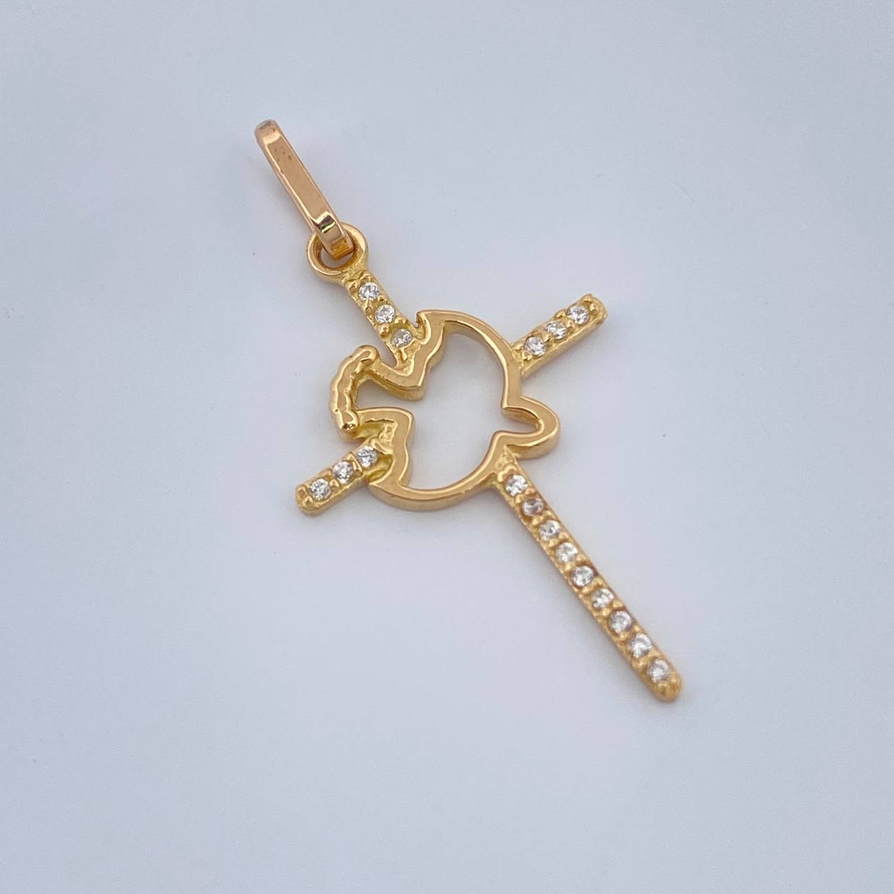 Dije Cruz Paloma 1gr / 1 1/4 in / Oro Amarillo 18K &