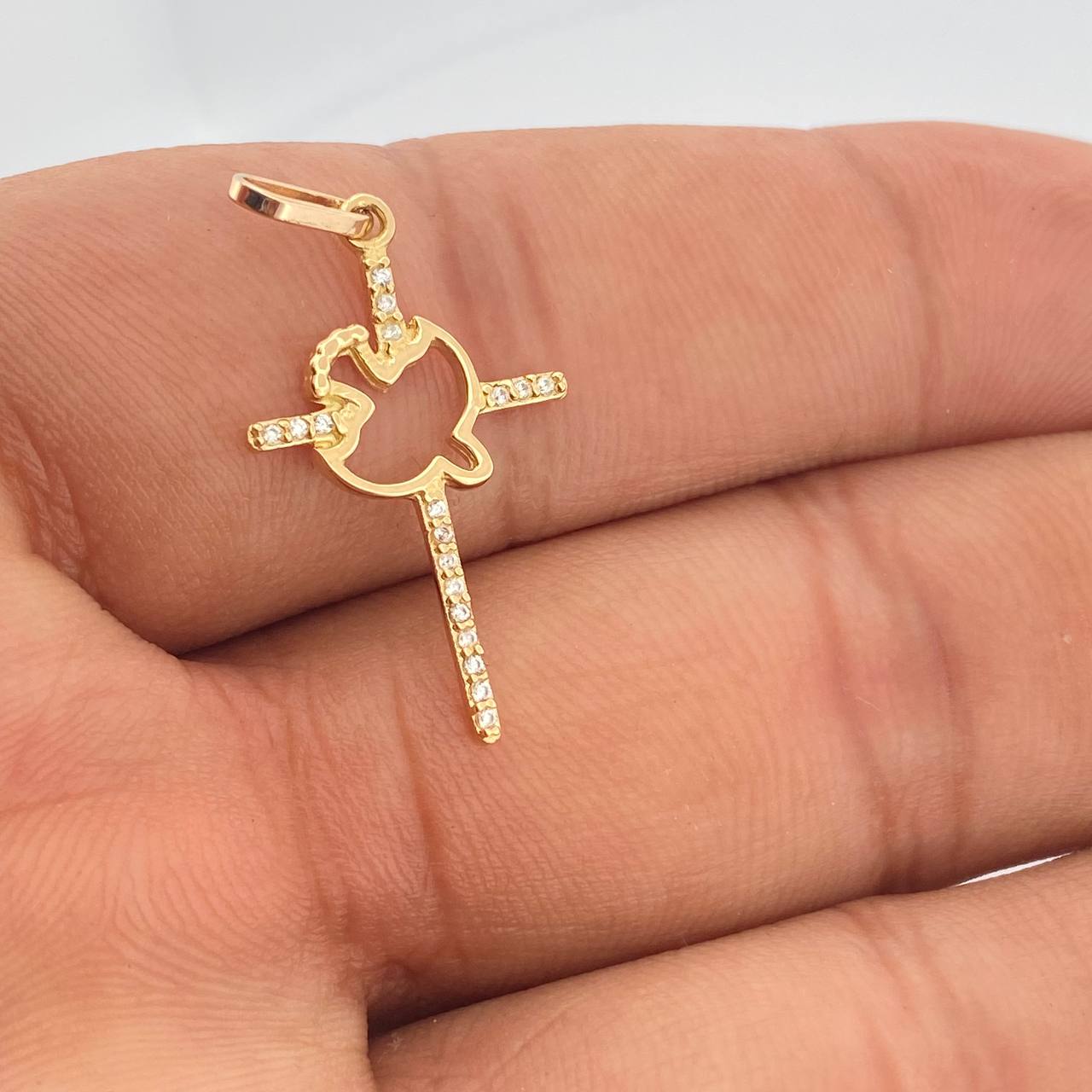 Dije Cruz Paloma 0.95gr / 1 1/4 in / Oro Amarillo 18K %