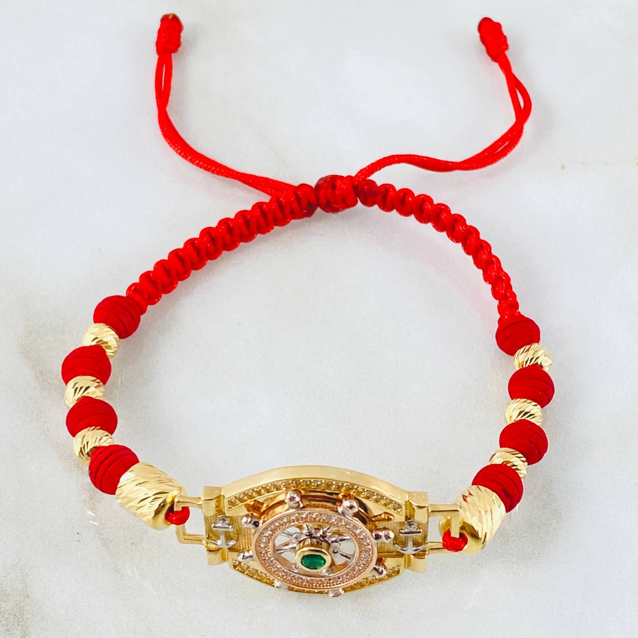 Red Bracelet Charm Mobile Rudder 8gr / 5mm Three Golds 18K *