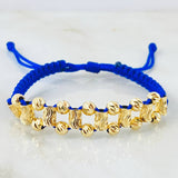 Blue Bracelet Beads Cylinders Wave 2.5gr / 4mm Yellow Gold 18K *