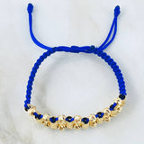 Blue Bracelet Beads Cylinders Wave 2.5gr / 4mm Yellow Gold 18K *