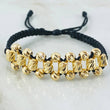 Pulsera Negra Bolas Cilindros 3.9gr / 5mm Oro Amarillo 18K *