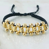 Pulsera Negra Bolas Cilindros 3.9gr / 5mm Oro Amarillo 18K *