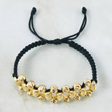 Pulsera Negra Bolas Cilindros 3.9gr / 5mm Oro Amarillo 18K *