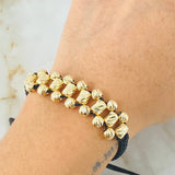 Pulsera Negra Bolas Cilindros 3.9gr / 5mm Oro Amarillo 18K *