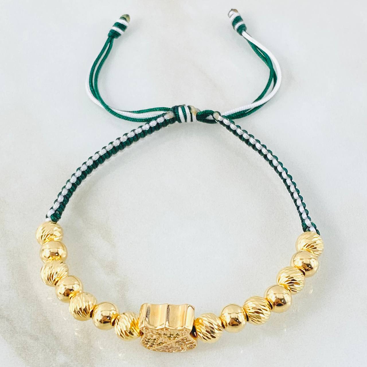 Pulsera Verde Herraje Escudo Deportivo Cali 6.2gr / 6mm Oro Amarillo 18K ©