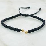 Pulsera Negra Herraje Retazo GC 0.2gr / 3mm Oro Amarillo 18K ©