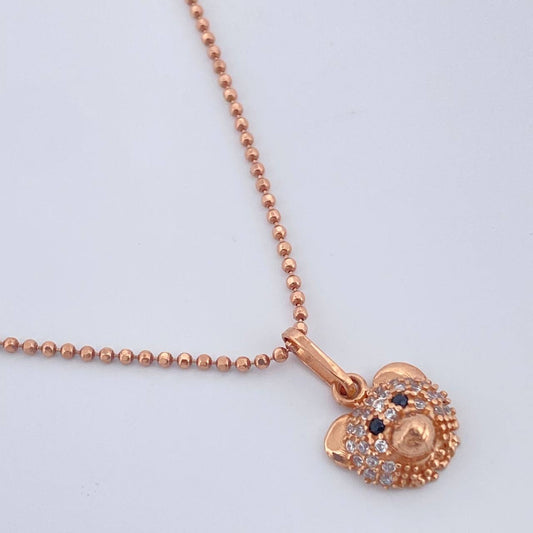 Set Cadena y Dije Militar + Rostro Oso 4.1gr / 19 1/2 in / 1mm Oro Rosa 18K %