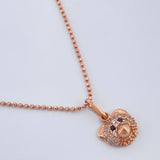 Set Cadena y Dije Militar + Rostro Oso 4.1gr / 19 1/2 in / 1mm Oro Rosa 18K %