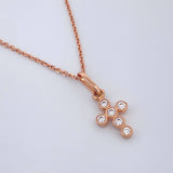 Set Cadena y Dije Aro Seguido + Cruz 2.4gr / 19 1/2 in / 0.15mm Oro Rosa 18K %