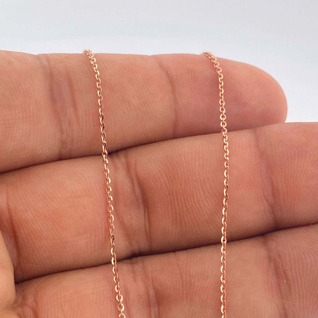 Set Cadena y Dije Aro Seguido + Corazón 2.1gr / 19 1/2 in / 1mm Oro Rosa 18K %