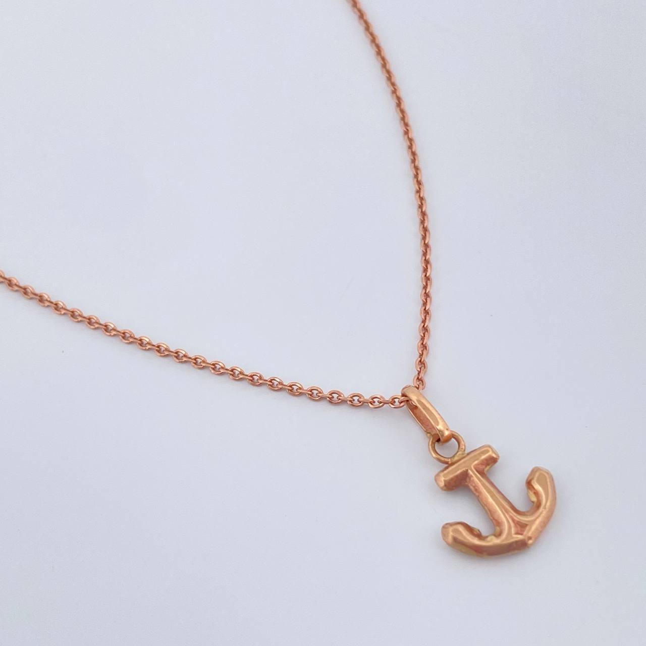 Set Cadena y Dije Aro Seguido + Ancla 2.15gr / 20 1/2 in / 0.15mm Oro Rosa 18K %