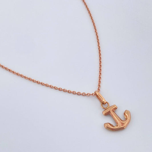 Set Cadena y Dije Aro Seguido + Ancla 2.15gr / 20 1/2 in / 0.15mm Oro Rosa 18K %