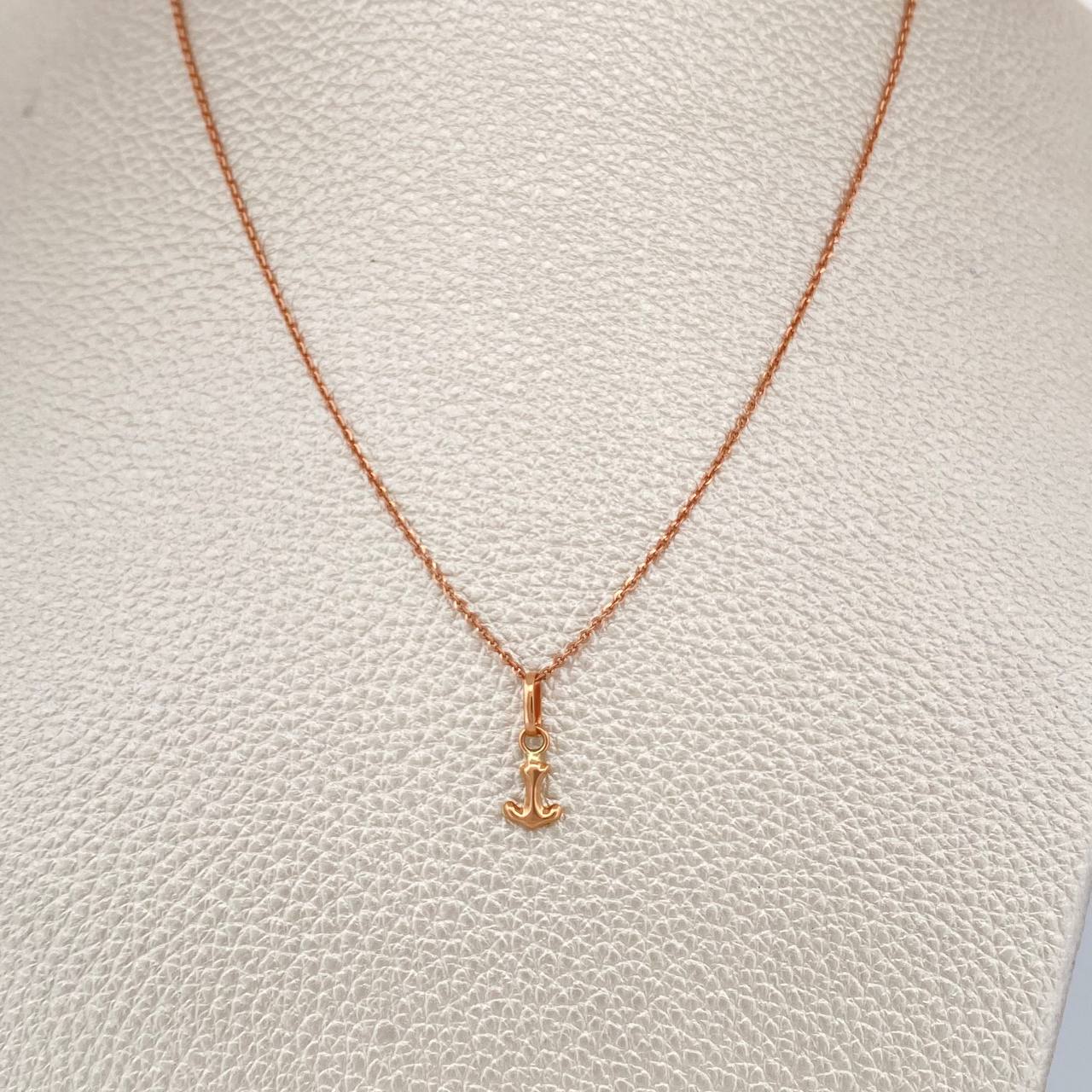 Set Cadena y Dije Aro Seguido + Ancla 2.1gr / 19 1/2 in / 0.65mm Oro Rosa 18K %