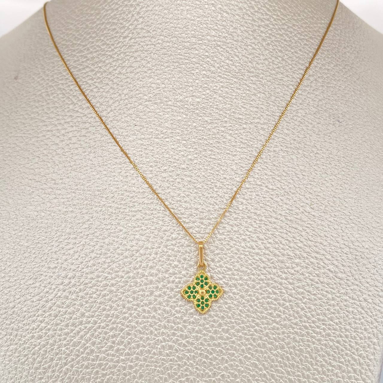 Set Cadena y Dije Veneciana + Flor 2.05gr / 15 3/4 in / 1mm Oro Amarillo 18K %