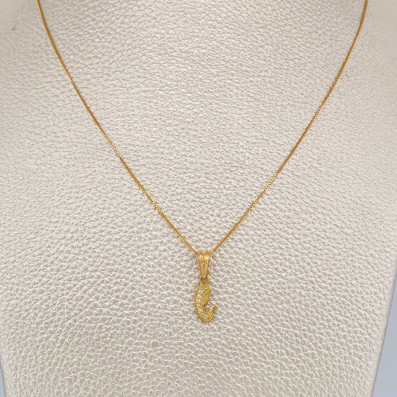 Set Cadena y Dije Veneciana + Virgen Maria 1.8gr / 17 3/4 in / 1mm Oro Amarillo 18K %
