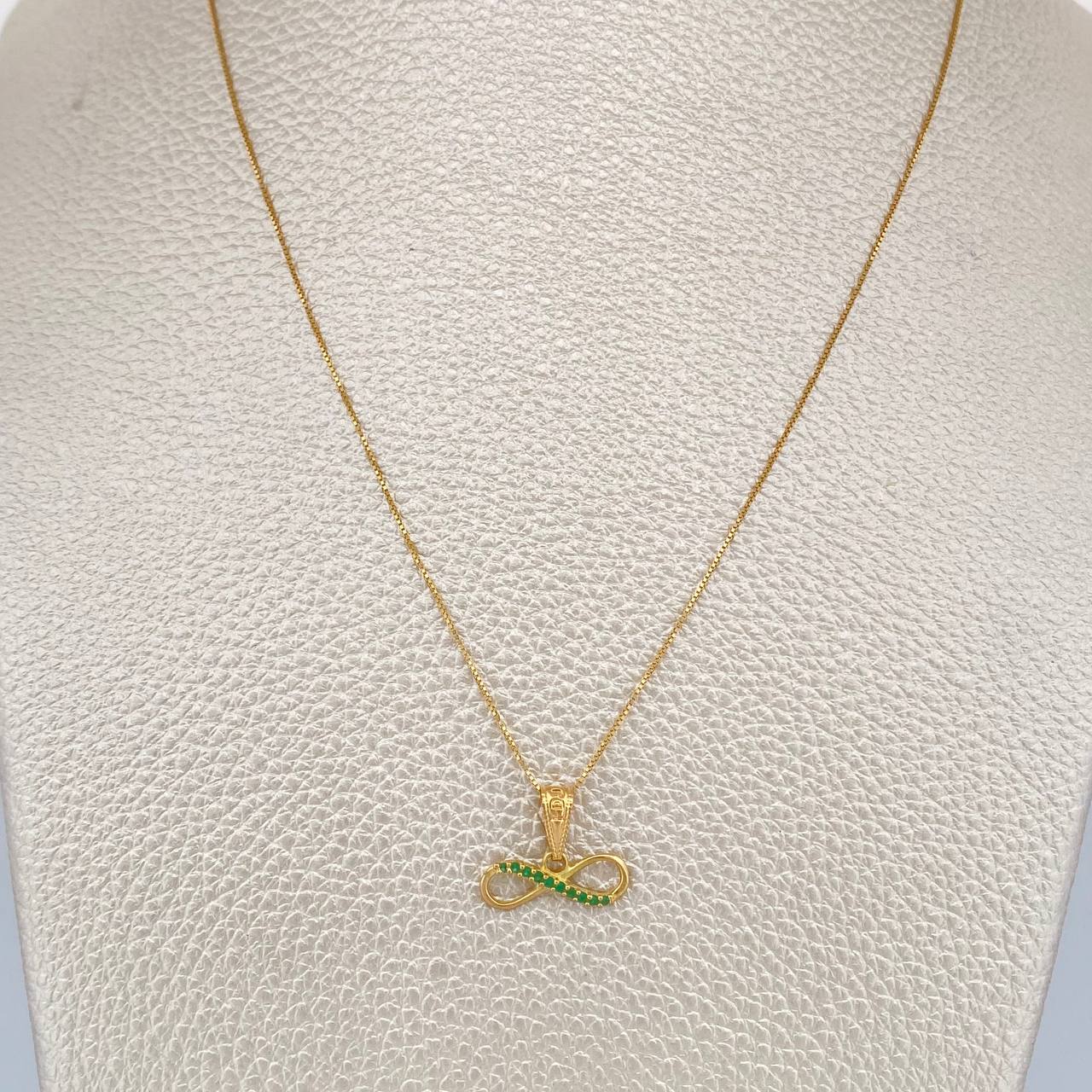 Set Cadena y Dije Veneciana + Infinito 1.35gr / 15 3/4 in / 1mm Oro Amarillo 18K %