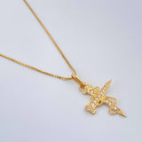 Set Cadena y Dije Veneciana + Cruz Clavo 2.6gr / 18 1/2 in / 1mm Oro Amarillo 18K %