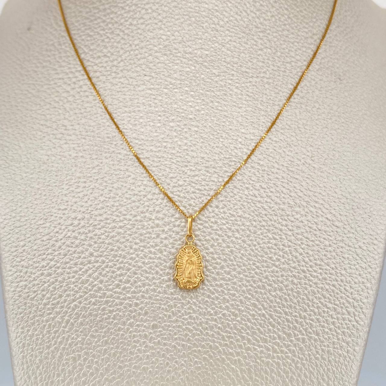 Set Cadena y Dije Veneciana + Virgen De Guadalupe 1.55gr / 17 1/2 in / 1mm Oro Amarillo 18K %
