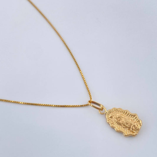 Set Cadena y Dije Veneciana + Virgen De Guadalupe 1.55gr / 17 1/2 in / 1mm Oro Amarillo 18K %
