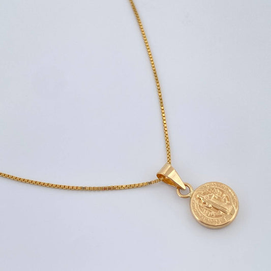 Set Cadena y Dije Veneciana + San Benito 1.65gr / 18 in / 1mm Oro Amarillo 18K %