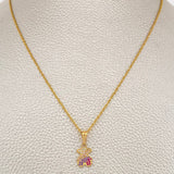 Set Cadena y Dije Lazo + Oso Ts 1.6gr / 17 3/4 in / 1mm Oro Amarillo 18K %