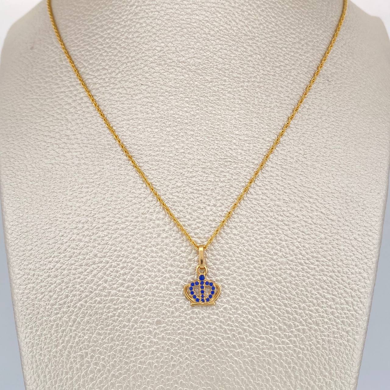 Set Cadena y Dije Lazo + Corona 1.65gr / 17 3/4 in / 1mm Oro Amarillo 18K %