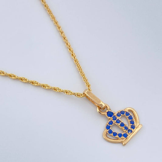 Set Cadena y Dije Lazo + Corona 1.65gr / 17 3/4 in / 1mm Oro Amarillo 18K %