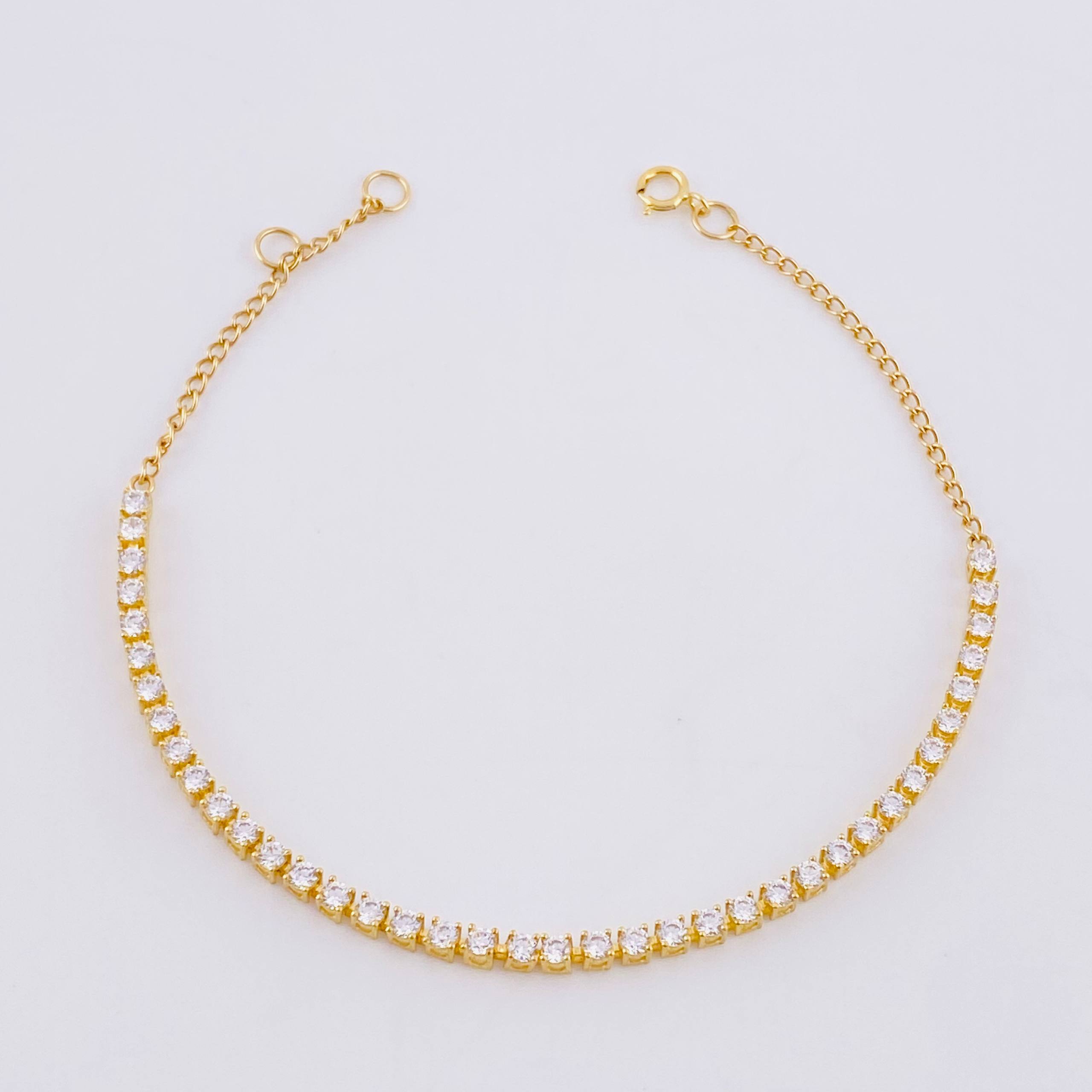 Pulso Modulable Tenis 2.6g / 7 in - 6 1/2 in / 2.1mm Oro Amarillo 18K