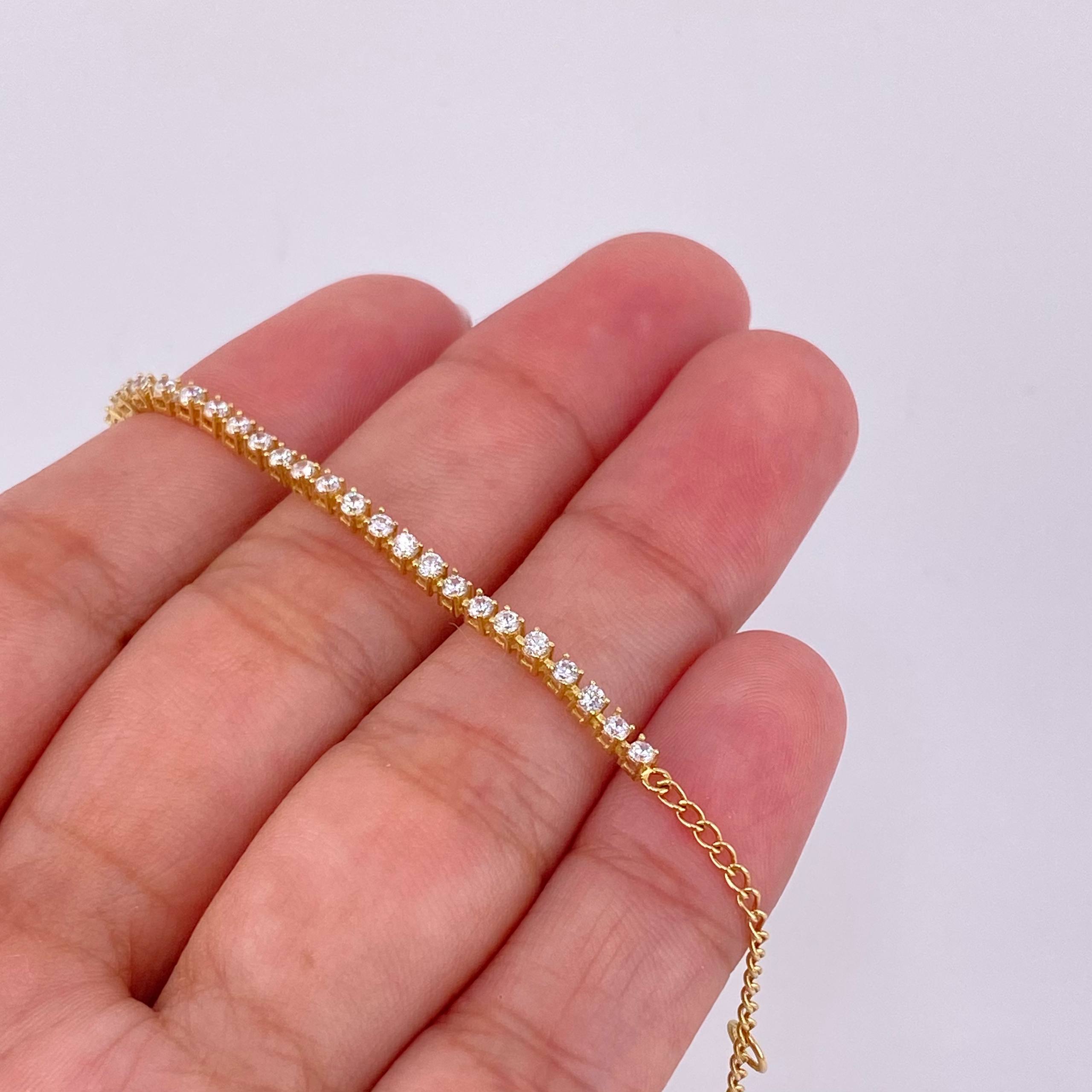 Pulso Modulable Tenis 2.25g / 7 1/2 in - 7 in / 1.8mm Oro Amarillo 18K