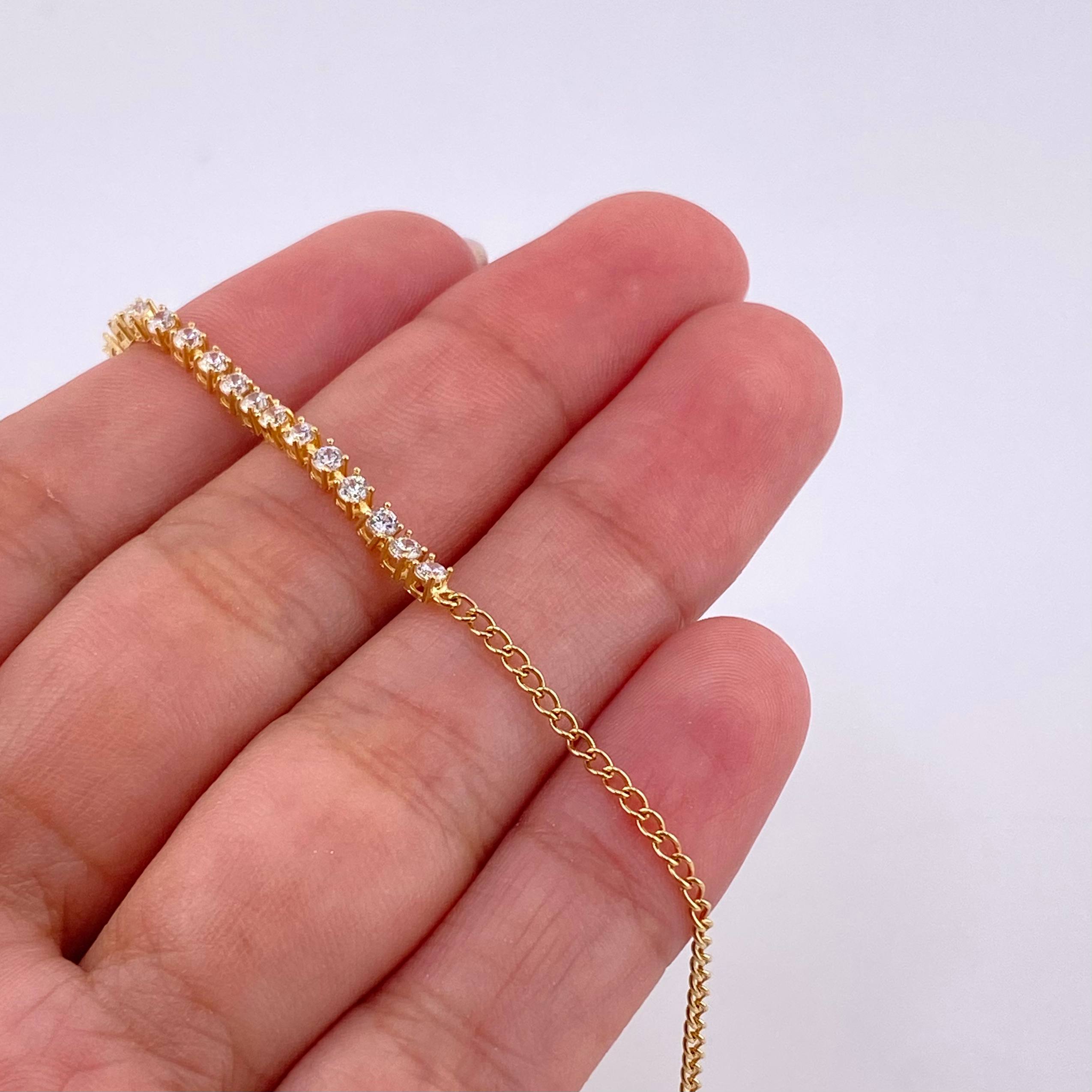 Pulso Tenis 2.3g / 7 1/4 in / 2.1mm Oro Amarillo 18K