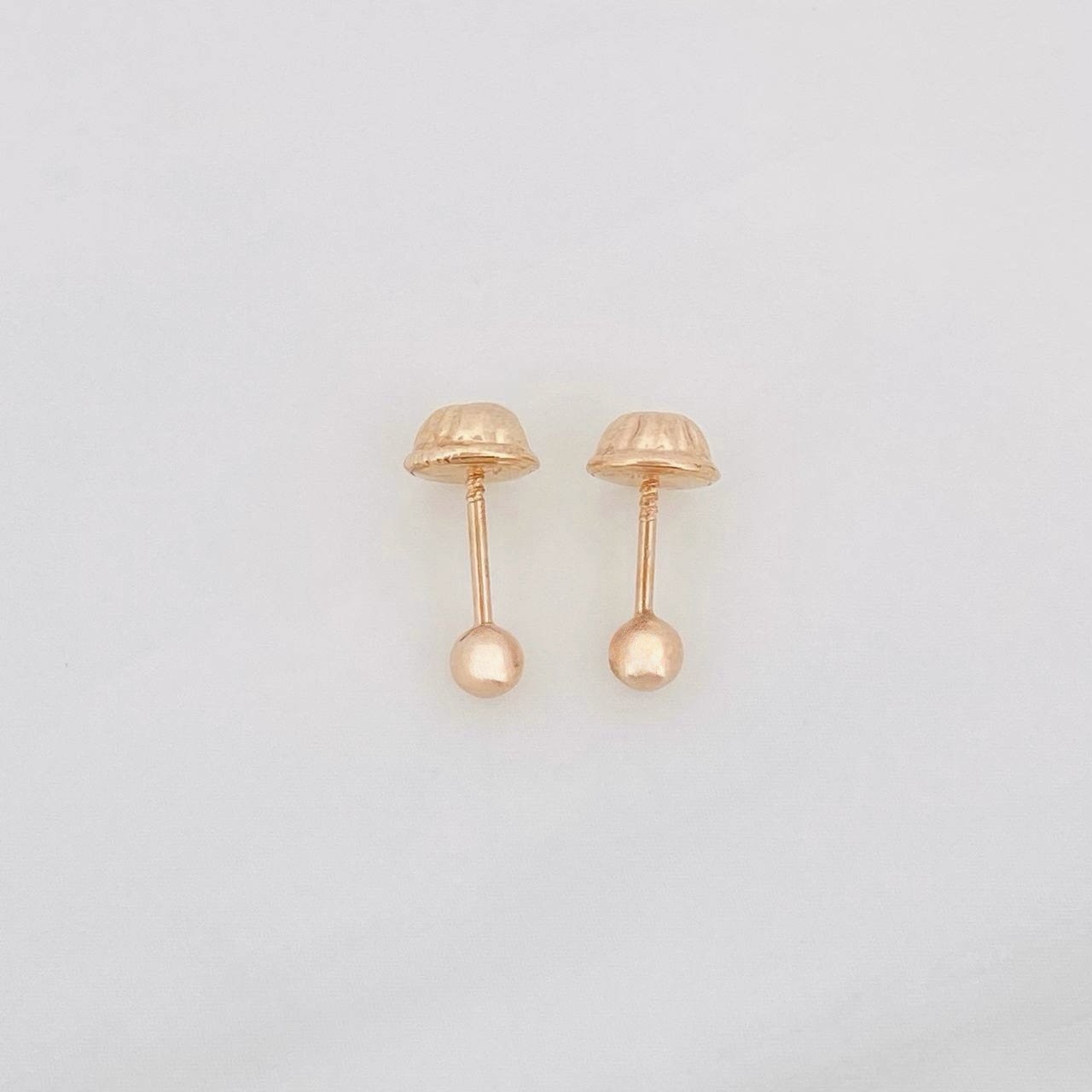 Plain Bead Stud Earrings 0.4g / in / 4mm 18K Rose Gold