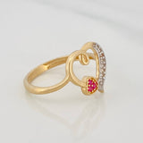 Anillo Corazon 2.15g / T5 1/2 Dos Oros Amarillo Blanco 18K