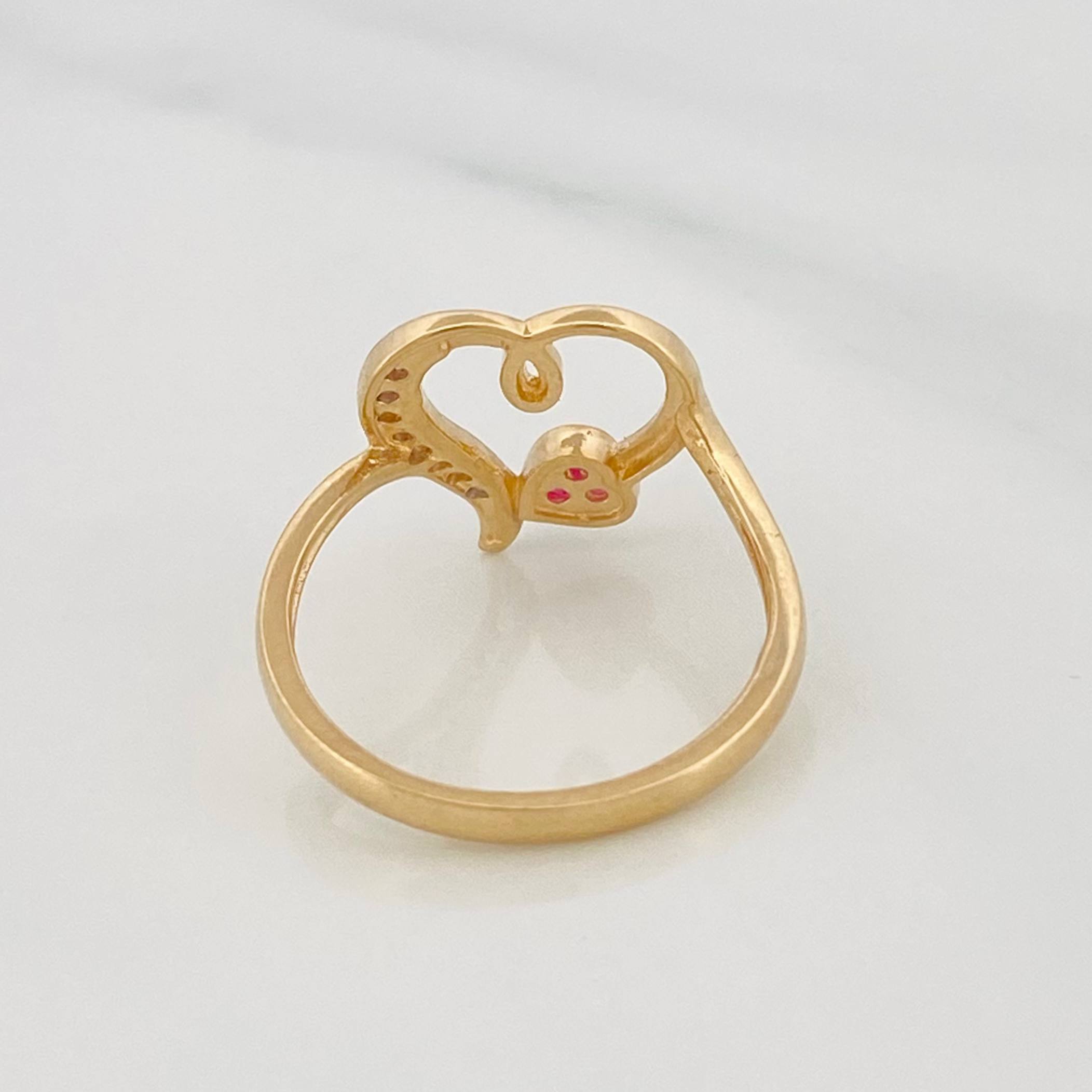 Anillo Corazon 2.15g / T5 1/2 Dos Oros Amarillo Blanco 18K
