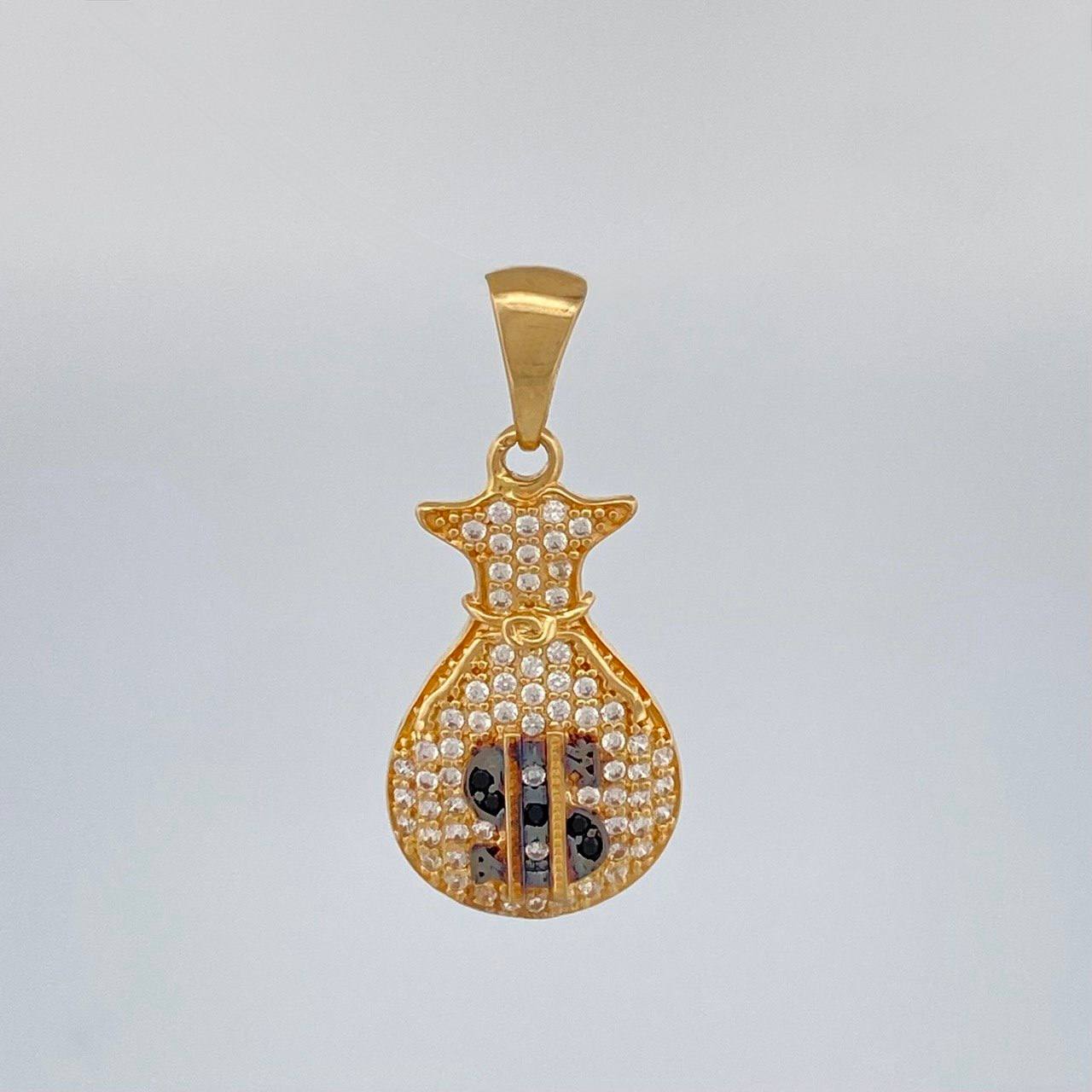 Pendant Money Bag 2.3 g / 1 in Two-Tone Black Yellow 18K Gold