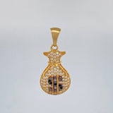 Pendant Money Bag 2.3 g / 1 in Two-Tone Black Yellow 18K Gold