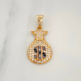 Pendant Money Bag 2.3 g / 1 in Two-Tone Black Yellow 18K Gold