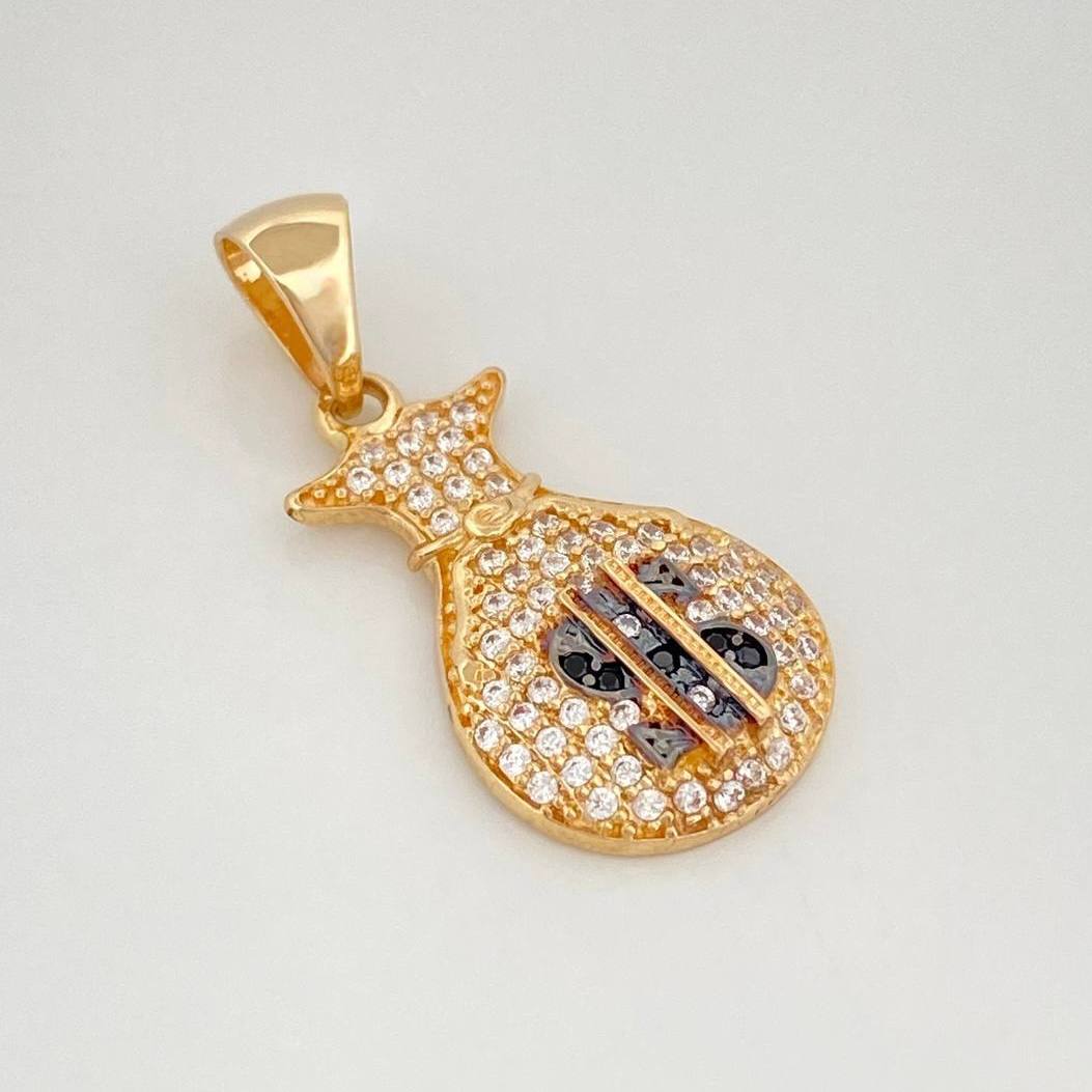 Pendant Money Bag 2.3 g / 1 in Two-Tone Black Yellow 18K Gold