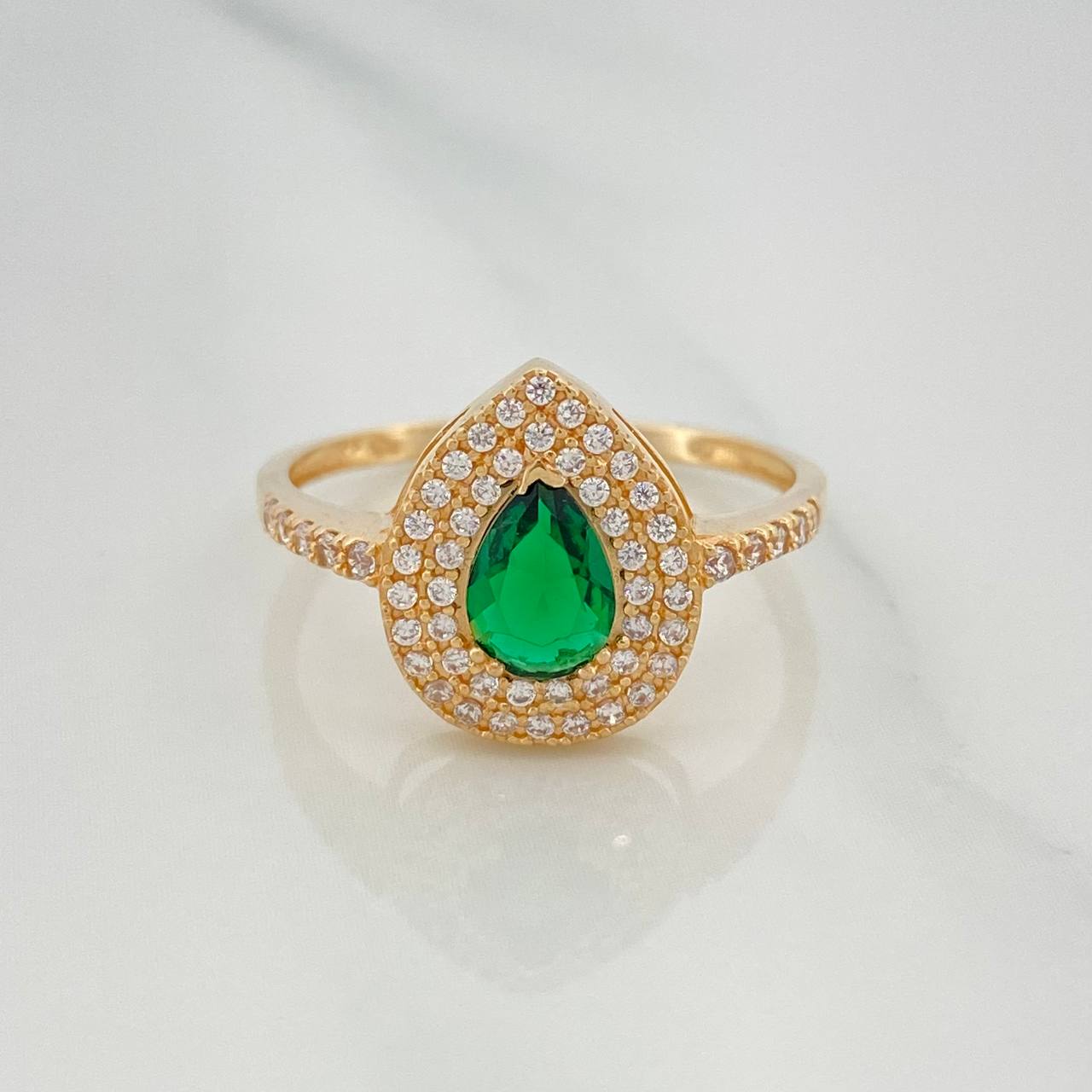 Halo Drop Ring 2.65 g / T8 1/2 18K Yellow Gold